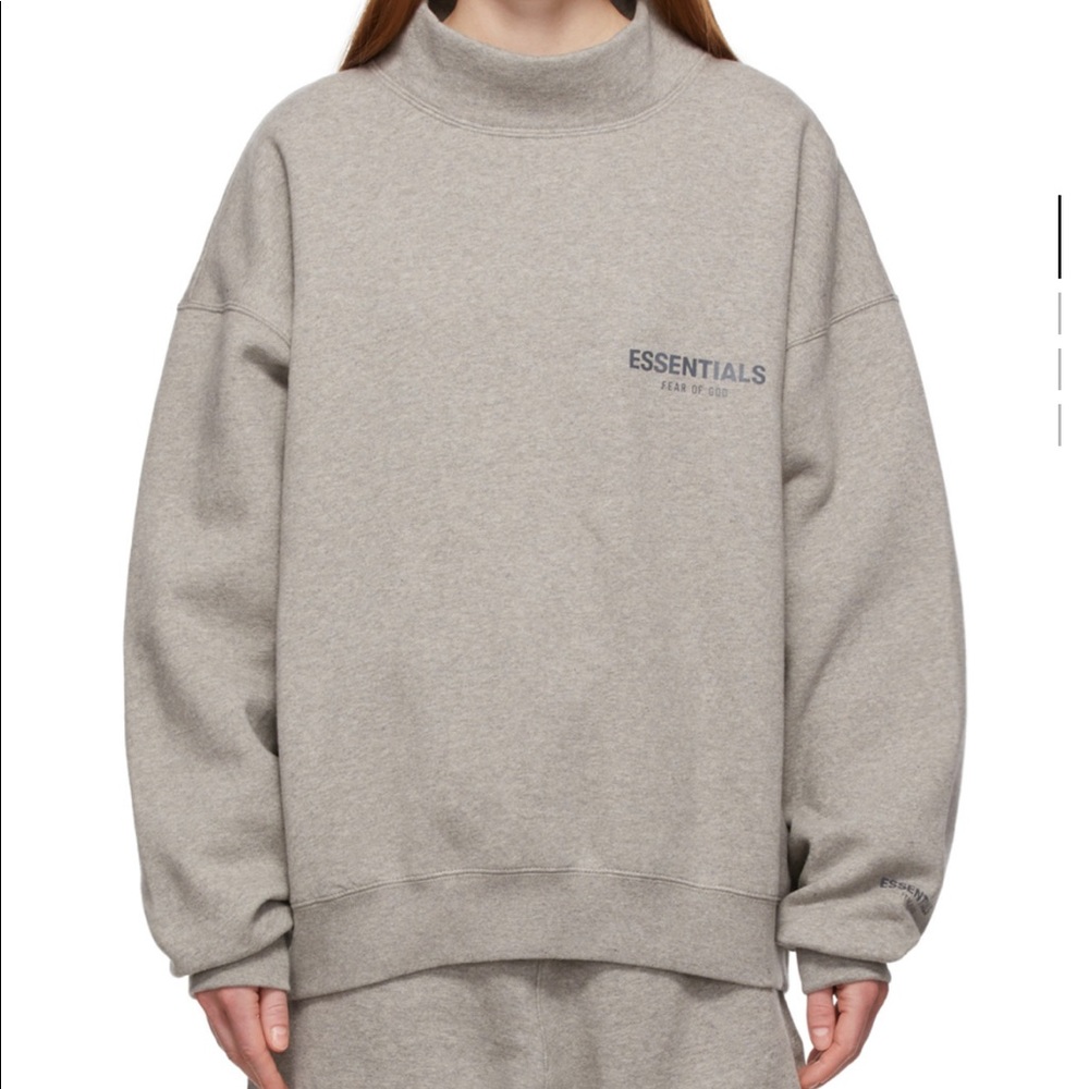 Essentials Grey Pullover Mockneck Sweatshirt - image 1